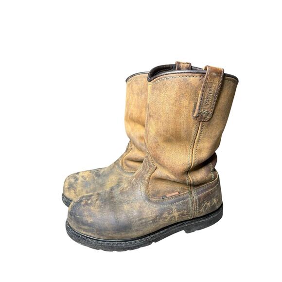 Worx By Red Wing Men’s Size 8M Work Boots Steel Toe Pull On Brown leather 5700